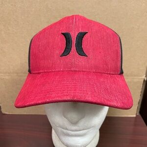 Hurley Snapback Trucker Hat Red Baseball Cap Mesh Back Adult One Size Surfing
